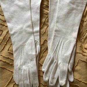 Vintage ivory opera length Gloves 2pair cotton small